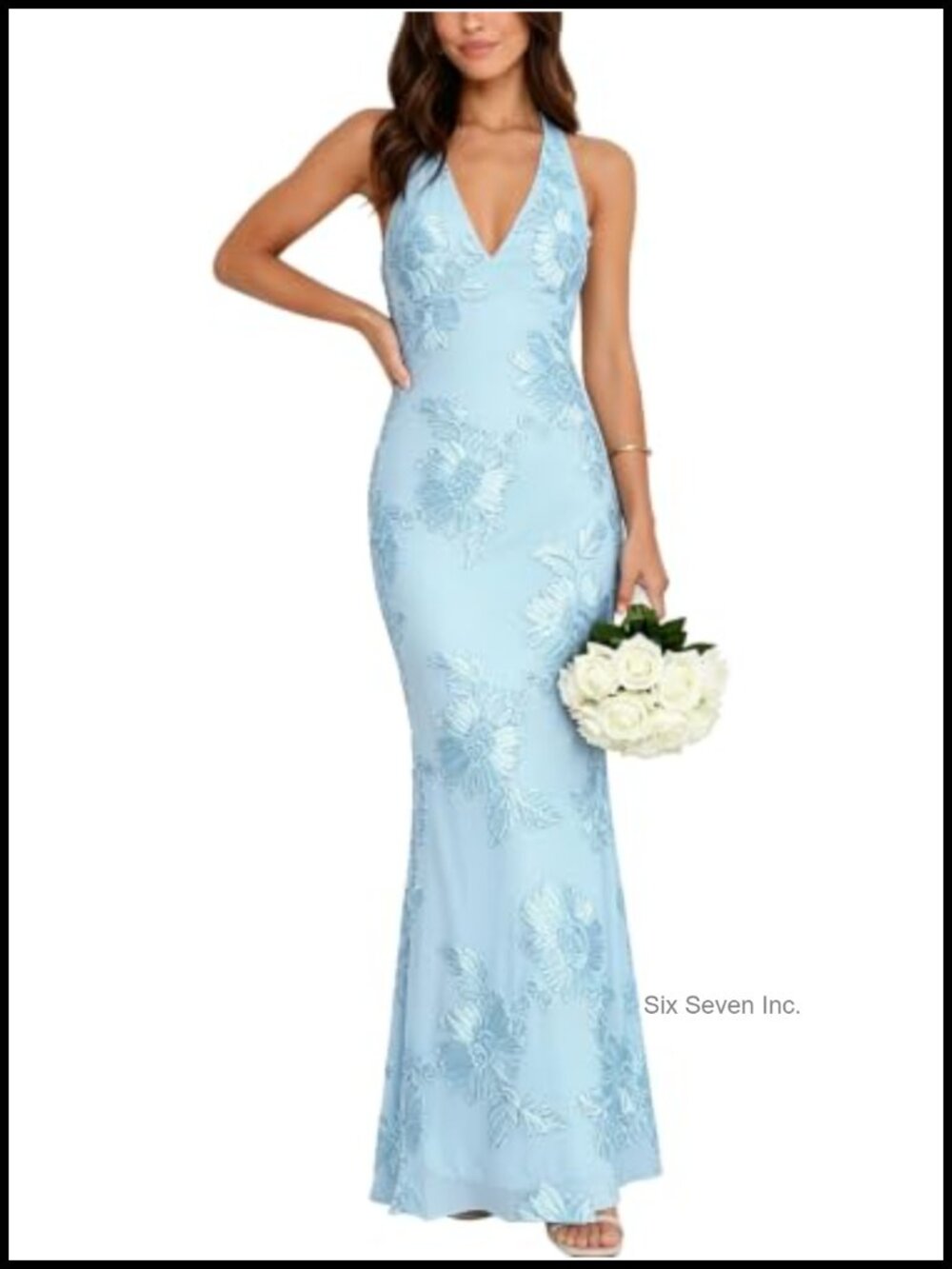 floral mesh halter bodycon mermaid maxi dress wedding guest cocktail